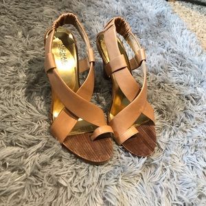 Tan Michael Kors Wrap Heels